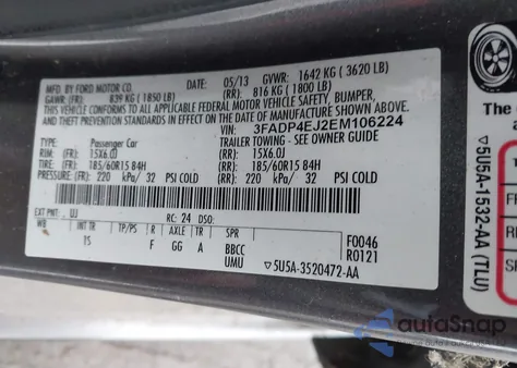 2014 Ford Fiesta Se z USA, uszkodzony, nr VIN 3FADP4EJ2EM106224